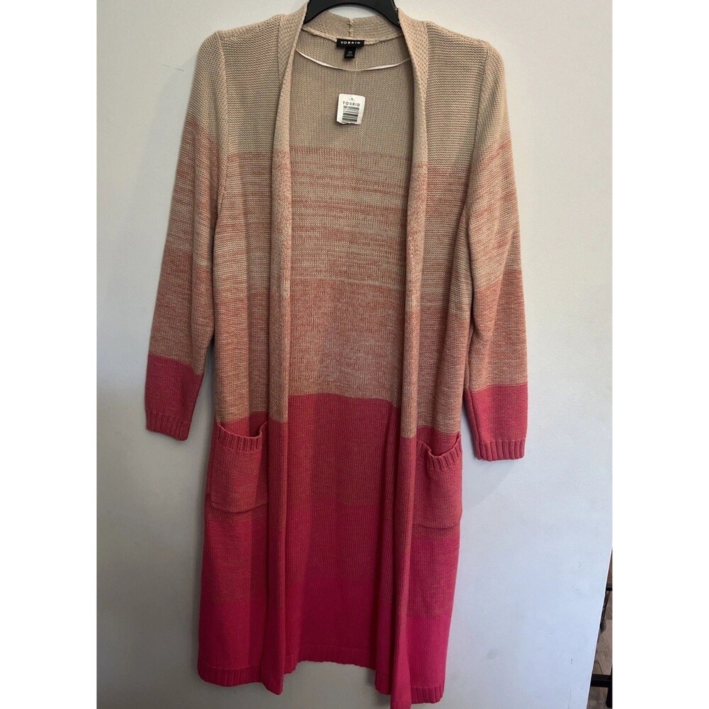 Torrid maxi long sleeve cardigan tie-dye pink color Sz 00 Classic Y2K Cozy Casua